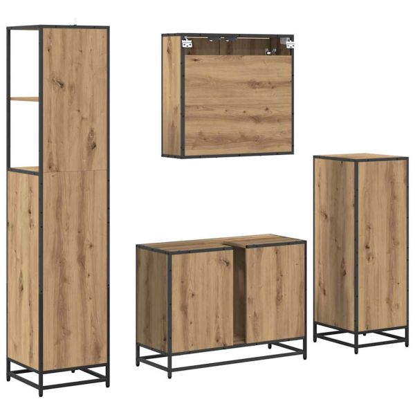 Комплект мебели за баня 4 бр. Дъб 80 x 33 x 60 см
