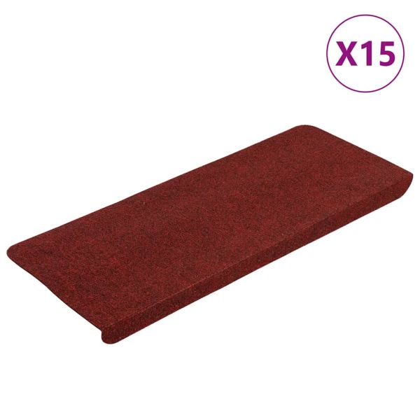 Самозалепващи стелки за стълби, 15 бр, 65x24,5x3,5 см, червени