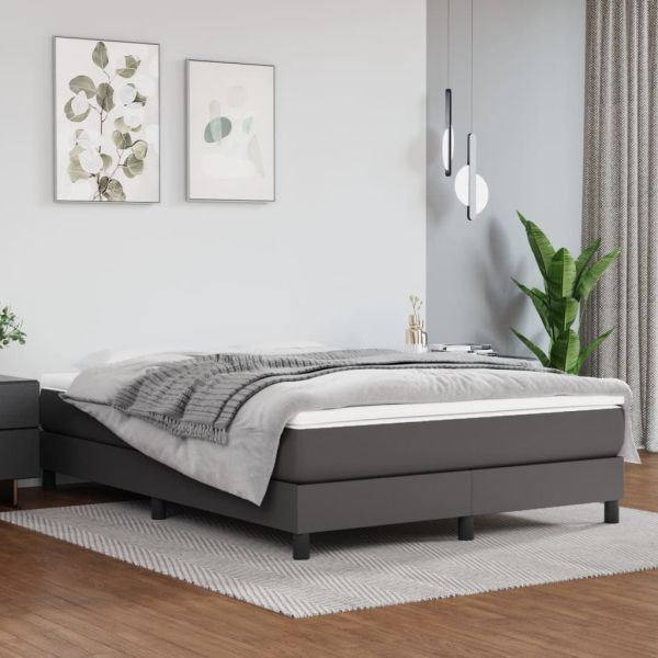 Матрак с покет пружини средна твърдост сив 140x190x20 см изкуствена кожа