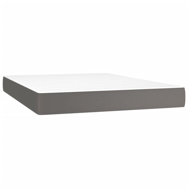 Матрак с покет пружини средна твърдост сив 140x200x20 см изкуствена кожа