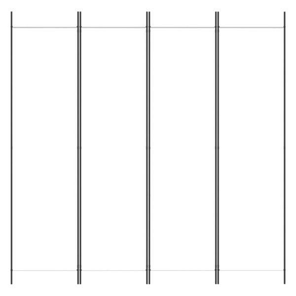 Параван за стая, 4 панела, бял, 200x200 см, текстил