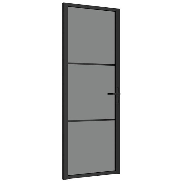 Интериорна врата 76x201,5 см черна ESG стъкло и алуминий