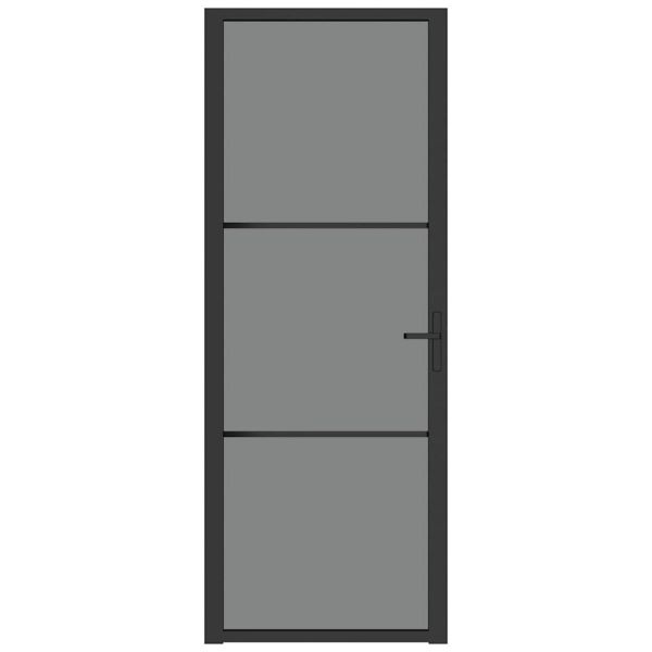 Интериорна врата 76x201,5 см черна ESG стъкло и алуминий