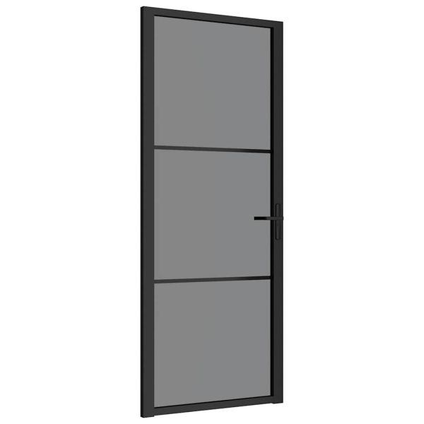 Интериорна врата 83x201,5 см черна ESG стъкло и алуминий