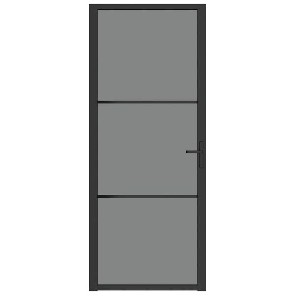 Интериорна врата 83x201,5 см черна ESG стъкло и алуминий