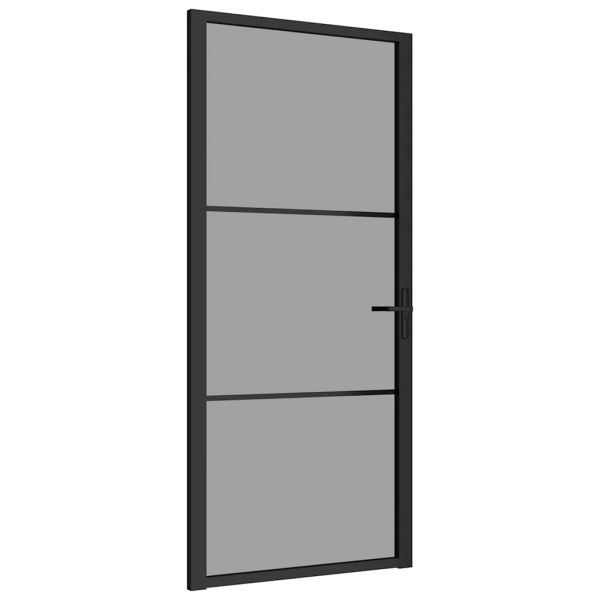Интериорна врата 93x201,5 см черна ESG стъкло и алуминий