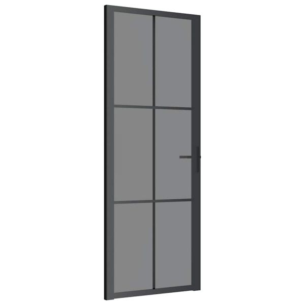 Интериорна врата 76x201,5 см черна ESG стъкло и алуминий