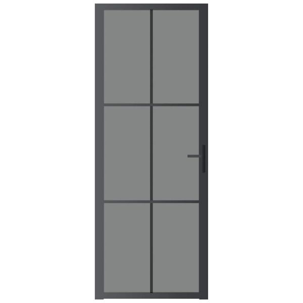 Интериорна врата 76x201,5 см черна ESG стъкло и алуминий