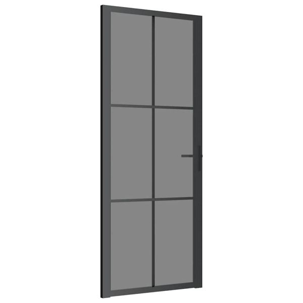 Интериорна врата 83x201,5 см черна ESG стъкло и алуминий