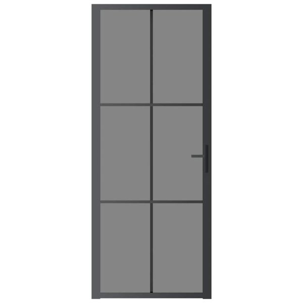 Интериорна врата 83x201,5 см черна ESG стъкло и алуминий
