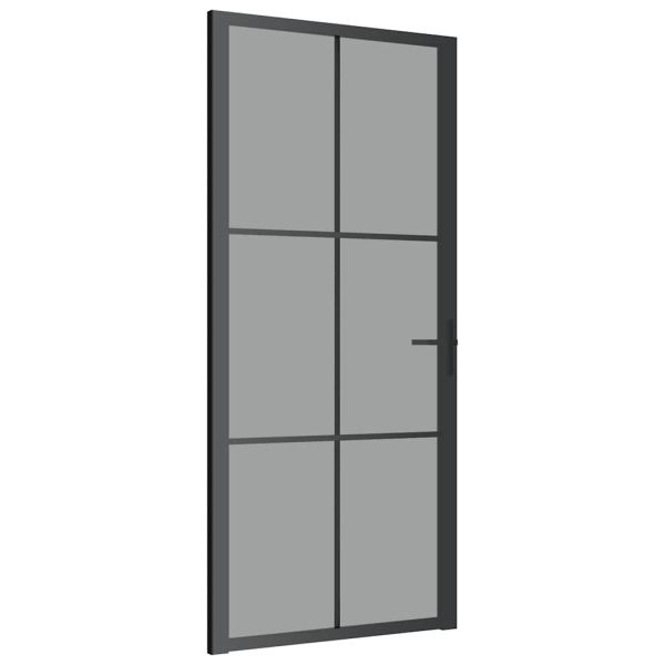 Интериорна врата 93x201,5 см черна ESG стъкло и алуминий