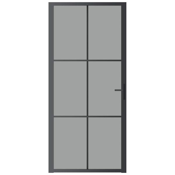Интериорна врата 93x201,5 см черна ESG стъкло и алуминий