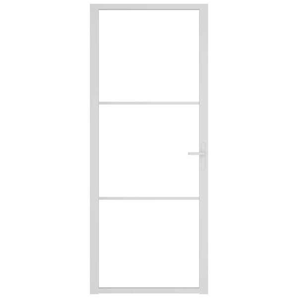 Интериорна врата 83x201,5 см бяла ESG стъкло и алуминий