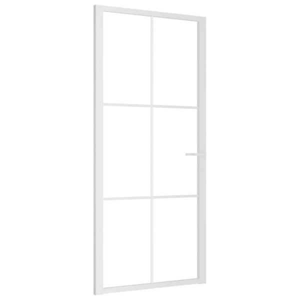 Интериорна врата 93x201,5 см бяла ESG стъкло и алуминий