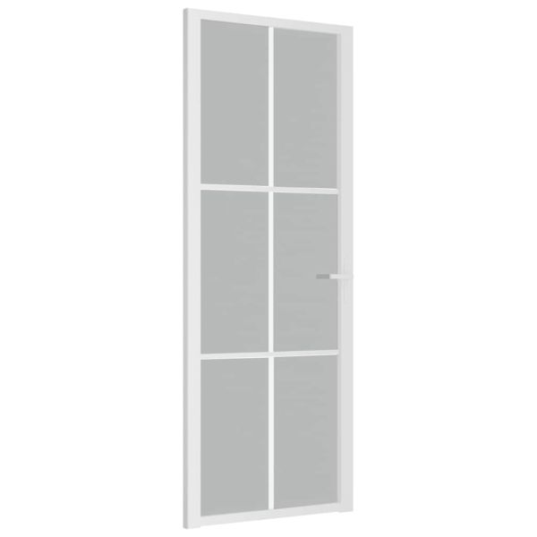Интериорна врата 76x201,5 см бял мат ESG стъкло и алуминий