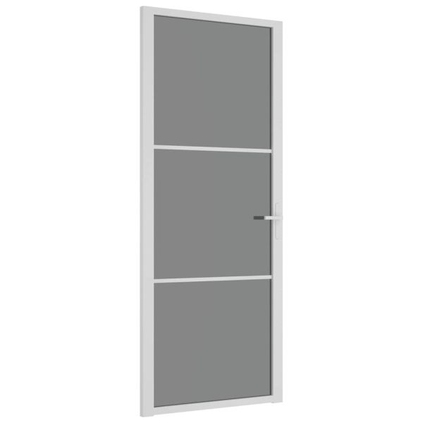 Интериорна врата 83x201,5 см бяла ESG стъкло и алуминий
