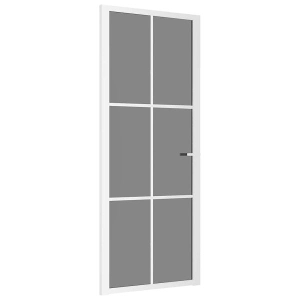 Интериорна врата 83x201,5 см бяла ESG стъкло и алуминий