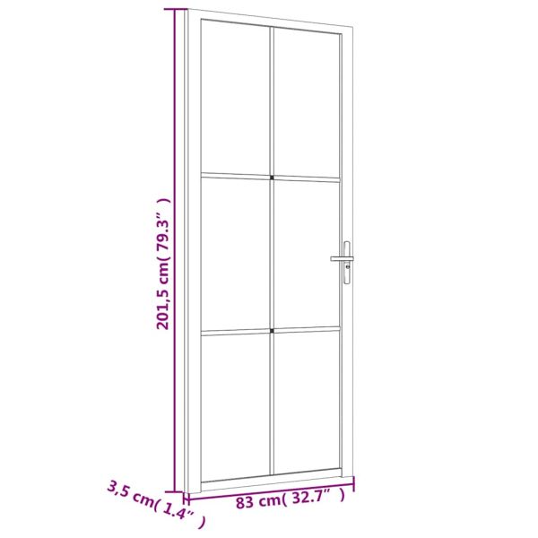 Интериорна врата 83x201,5 см бяла ESG стъкло и алуминий
