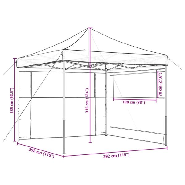 Сгъваема парти шатра pop-up с 2 странични стени оранжева