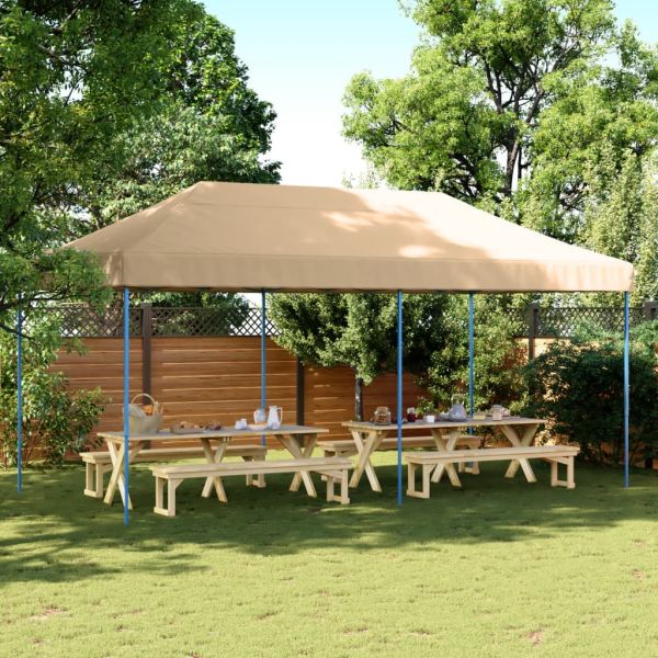 Сгъваема парти шатра, pop-up, бежова, 580x292x315 см