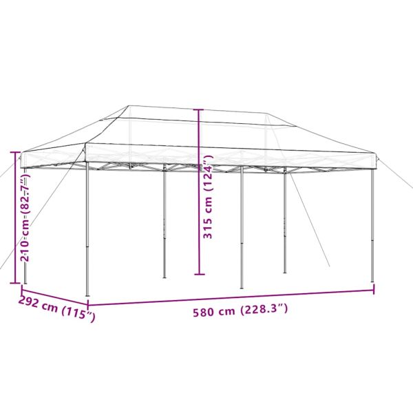 Сгъваема парти шатра, pop-up, черна, 580x292x315 см
