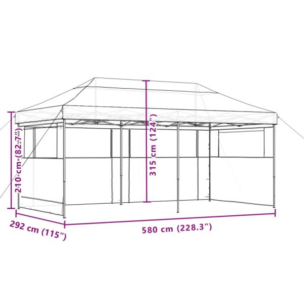 Сгъваема парти шатра pop-up с 3 странични стени кафява