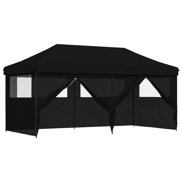 Сгъваема парти шатра pop-up с 4 странични стени черна