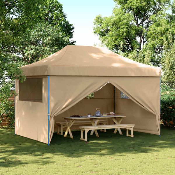 Сгъваема парти шатра pop-up с 4 странични стени бежова