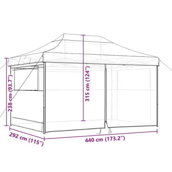 Сгъваема парти шатра pop-up с 4 странични стени таупе