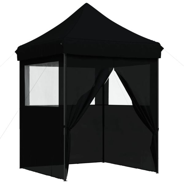 Сгъваема парти шатра pop-up с 4 странични стени черна