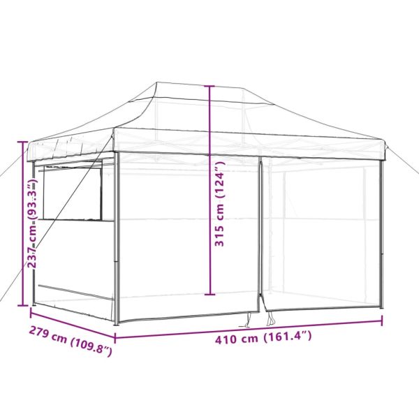Сгъваема парти шатра pop-up с 4 странични стени оранжева
