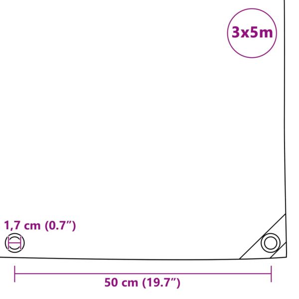 Брезентово платнище, 650 гр/м², 3x5 м, цвят зелен