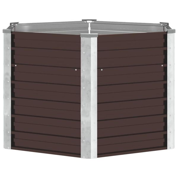Градинска висока леха кафява 129x129x77 см поцинкована стомана