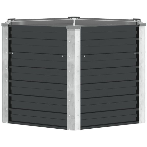 Повдигната леха антрацит 129x129x77 см поцинкована стомана