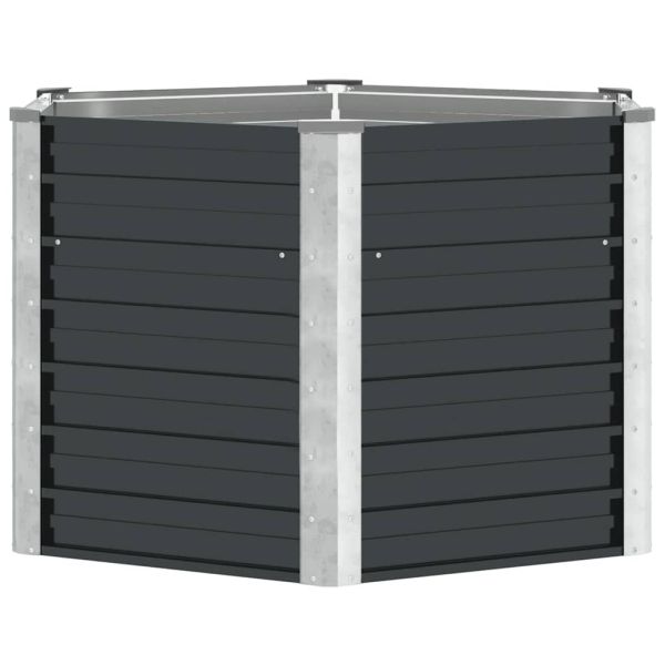 Повдигната леха антрацит 129x129x77 см поцинкована стомана