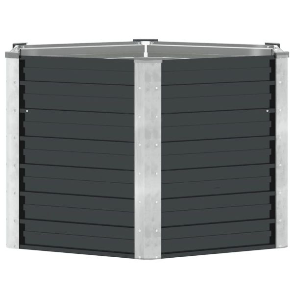 Повдигната леха антрацит 129x129x77 см поцинкована стомана