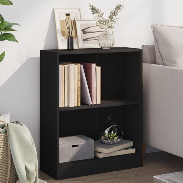 Етажерка за книги, черна, 60x24x76 см, инженерно дърво