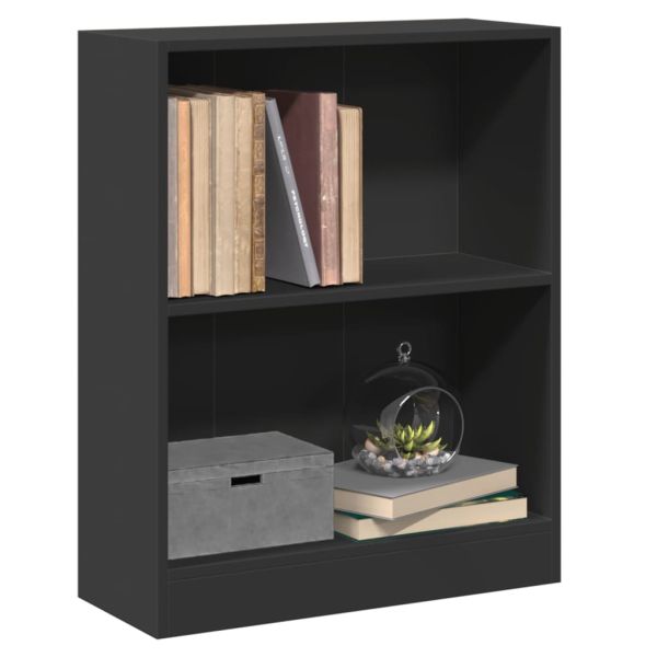 Етажерка за книги, черна, 60x24x76 см, инженерно дърво