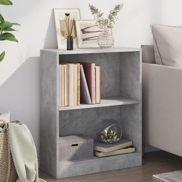 Етажерка за книги, бетонно сива, 60x24x76 см, инженерно дърво