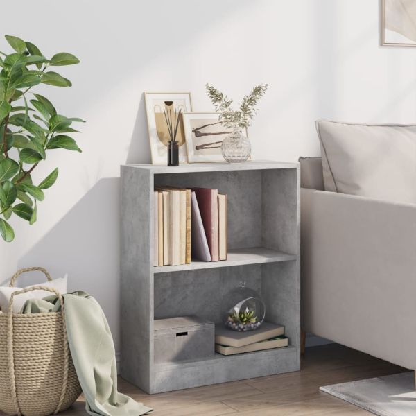 Етажерка за книги, бетонно сива, 60x24x76 см, инженерно дърво