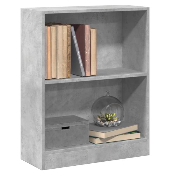 Етажерка за книги, бетонно сива, 60x24x76 см, инженерно дърво