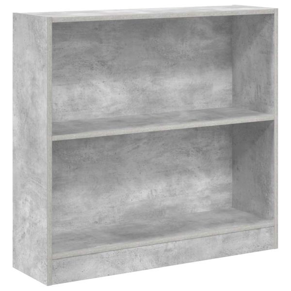 Етажерка за книги, бетонно сива, 80x24x75 см, инженерно дърво