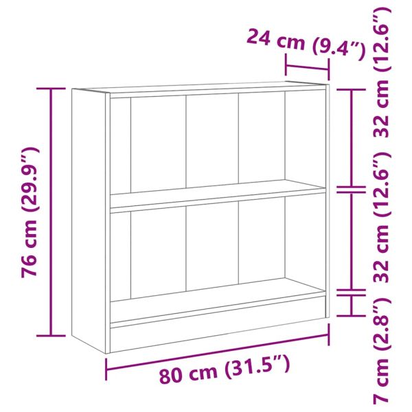 Етажерка за книги, бетонно сива, 80x24x75 см, инженерно дърво