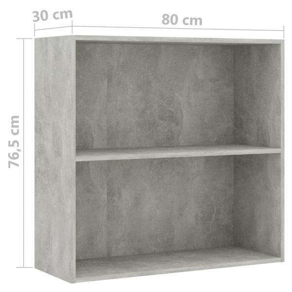 2-етажна библиотека, бетонно сива, 80x30x76,5см инженерно дърво