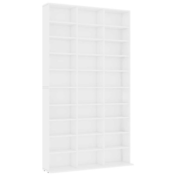 Етажерка за компактдискове бяла 102x23x177,5 см инженерно дърво