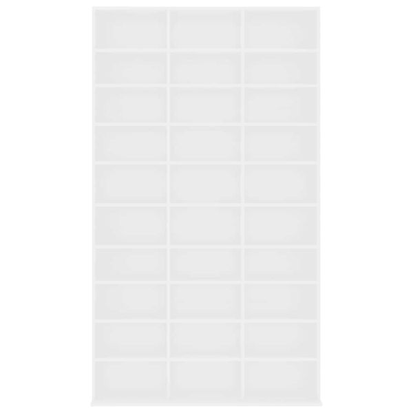 Етажерка за компактдискове бяла 102x23x177,5 см инженерно дърво