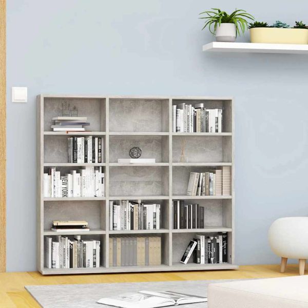 CD шкаф, бетонно сив, 100x23x89,5 см, инженерно дърво