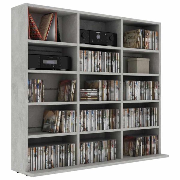 CD шкаф, бетонно сив, 100x23x89,5 см, инженерно дърво