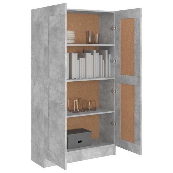 Шкаф за книги, бетонно сив, 82,5x30,5x150 см, инженерно дърво