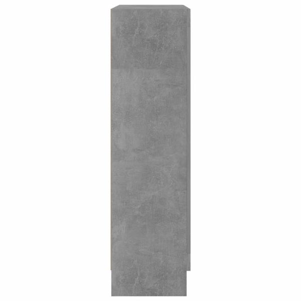 Шкаф витрина, бетонно сив, 82,5x30,5x115 см, инженерно дърво